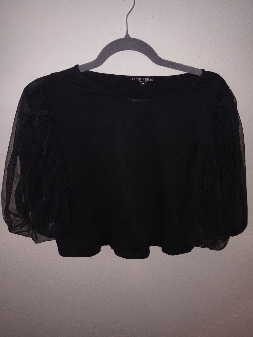 Black Puff Sleeve Women's Top